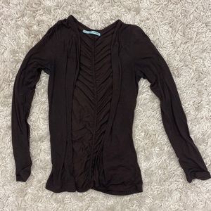 Brown open-front lightweight cardigan